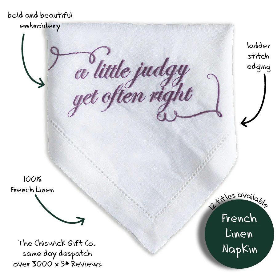 A Little Judgy Yet Often Right Embroidered French Linen Napkin - Image 4