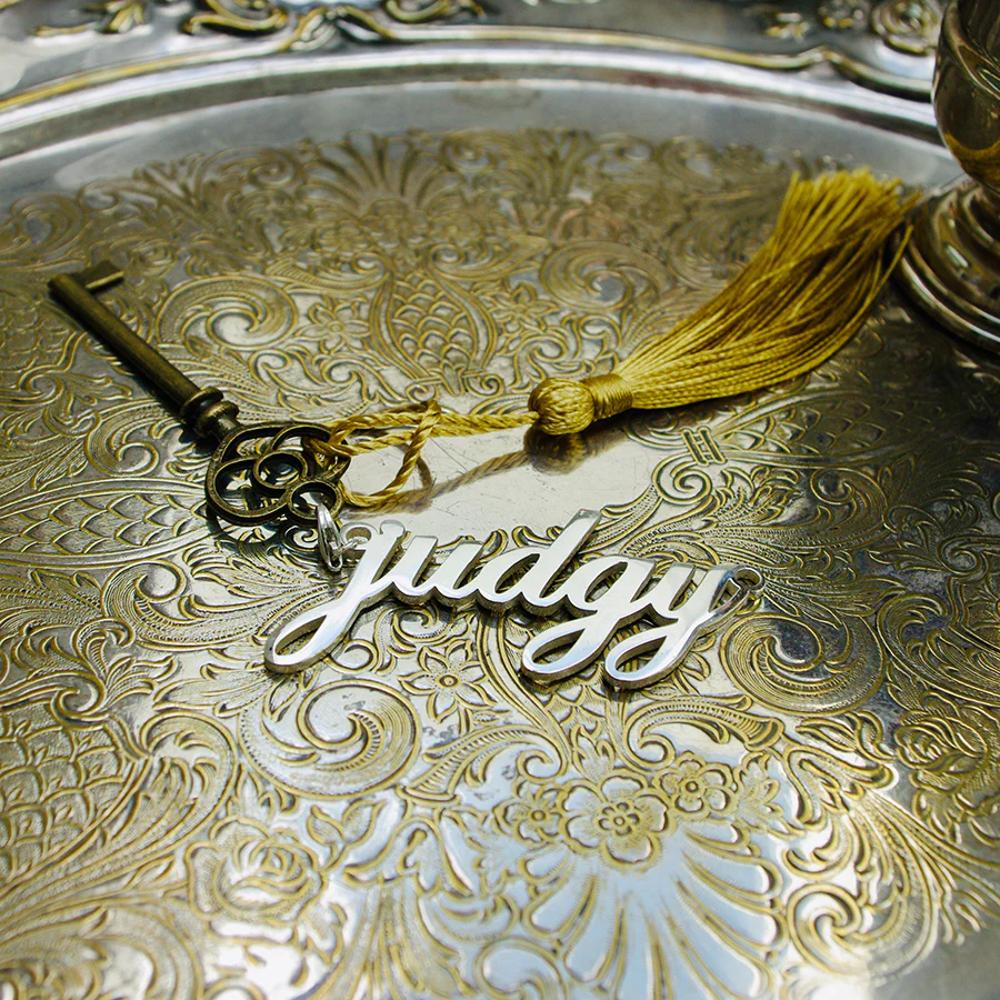 Judgy Solid Sterling Silver Pendant | Bag Charm - Image 3