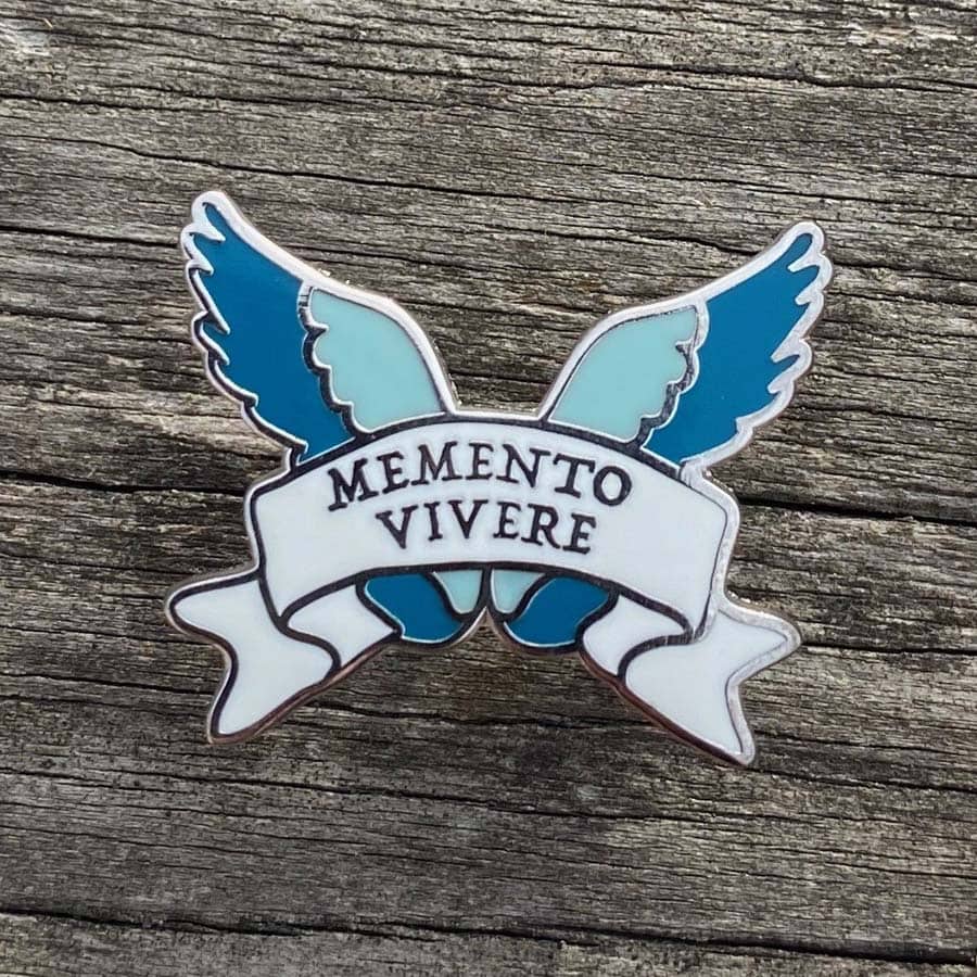 Remember To Live Latin Motto Enamel Pin - Image 4
